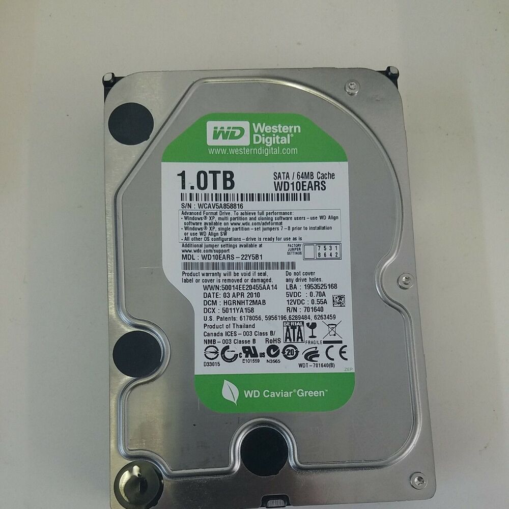 Western Digital WD Caviar Green HDD Hard Drive SATA Desktop 3.5" WD10EARS
